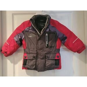 London Fog Toddler Perfect Fleece Lined Zipper Jacket Size 2T Grey Red Camo